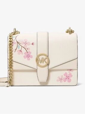 Michael Kors Greenwich Cherry Blossom Crossbody Bag Vanilla. New With Tags